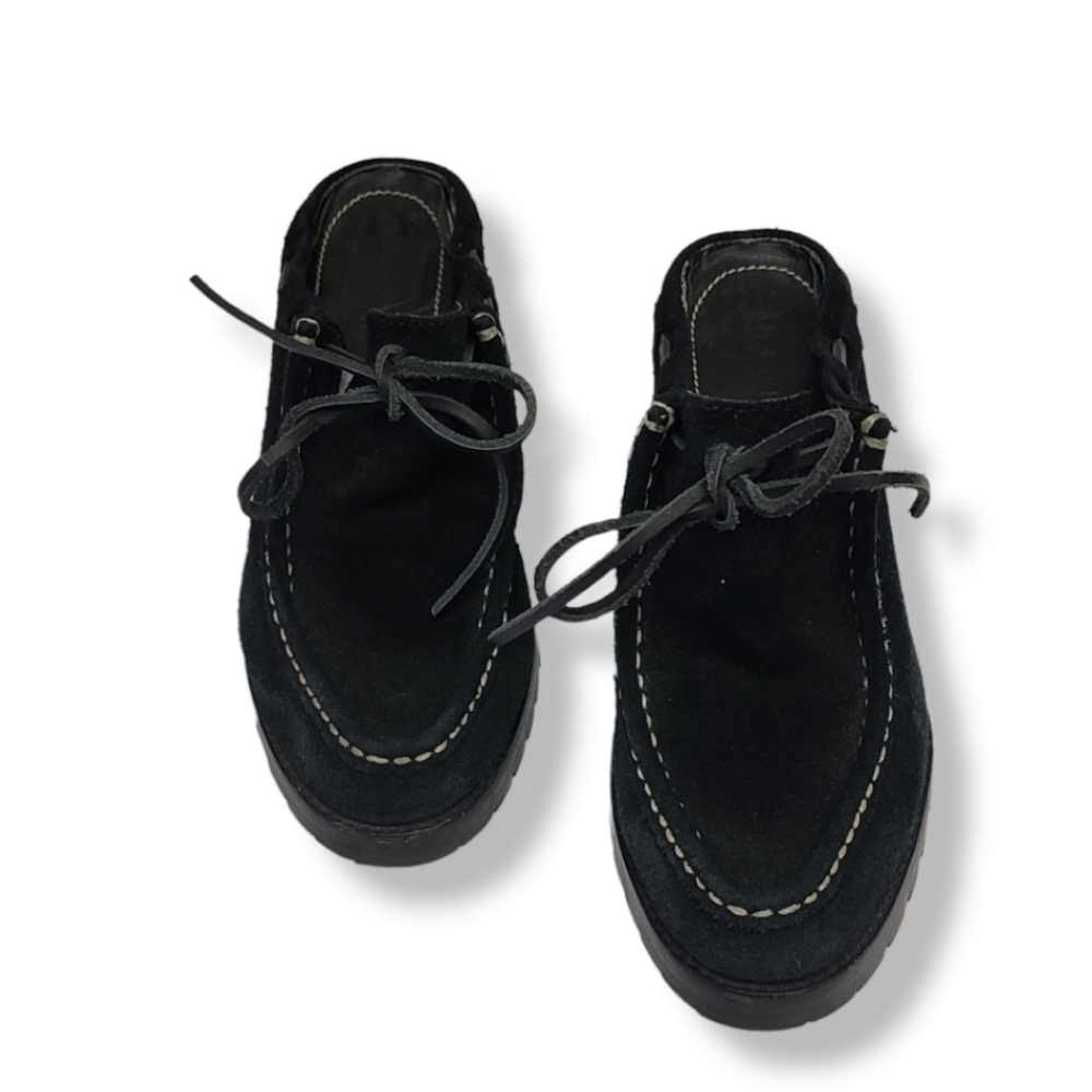 VINTAGE Y2K LRL RALPH LAUREN Mindi Suede Moccasin Mules 6 Clogs Vibram Lug Soles - Picture 4 of 16